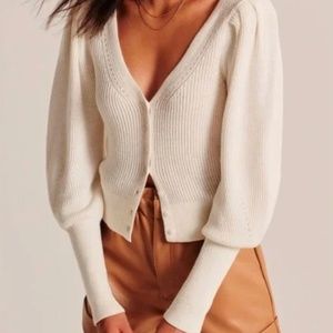 Abercrombie Puff Sleeve Cropped Cardigan XS